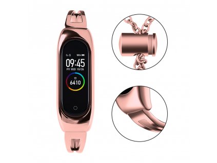 eng pl Replacment metal band bracelet strap for Xiaomi Mi Band 6 5 4 3 pink 76717 1