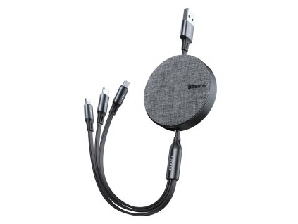 eng pl Baseus Fabric Retractable USB micro USB Lightning USB C Cable with 3 5A 1 2M grey CAMLT BYG1 49465 1