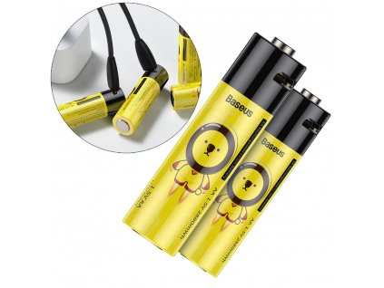 eng pl Baseus 2x 1920mAh batteries with built in micro USB charging port black and yellow PCWH000211 23982 1