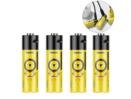 eng pl Baseus 4x 1920mAh batteries with built in micro USB charging port black and yellow PCWH000311 23983 1