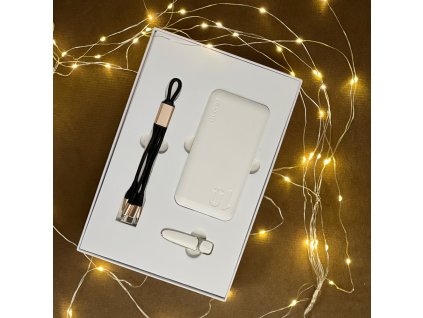 eng pl Dudao 10000mAh K4X Power Bank Gift Set U7 Wireless Bluetooth Earphone 3in1 USB Cable Lightning USB Type C Micro USB 5A 20cm L10PLUS 75306 10