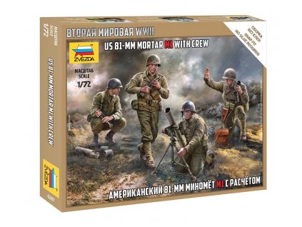 Model Kit figurky 6287 - US 81mm Mortat w/crew  (Snap Fit) (1:72)