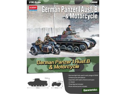 Model Kit military 13556 - German Panzer I Ausf.B & Motorcycle (1:35)