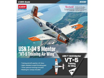 Model Kit letadlo 12361 - USN T-34B Mentor "VT-5 Training Air Wing" (1:48)