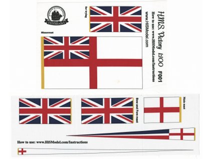 Heller HMS Victory 1:100, HiSModel - flags 01