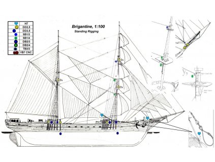 Brigantine - 1:100 - HiSModel - blocks, kladky 02