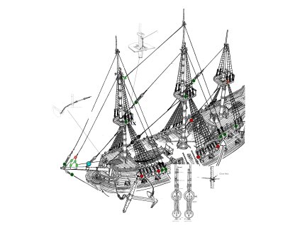 Black Pearl, Pirate sip - HiSModel- Standing rigging 01