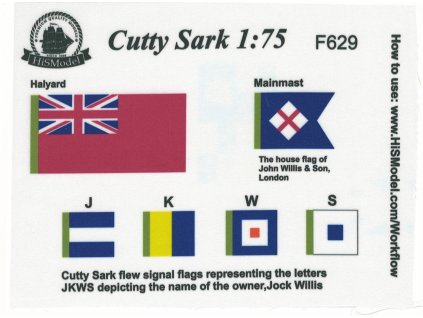 Billing Boats Cutty Sark 1:75, HiSModel - flags, vlajky 01