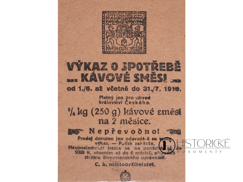 Lístek, spotřeba kávové směsi, 1918