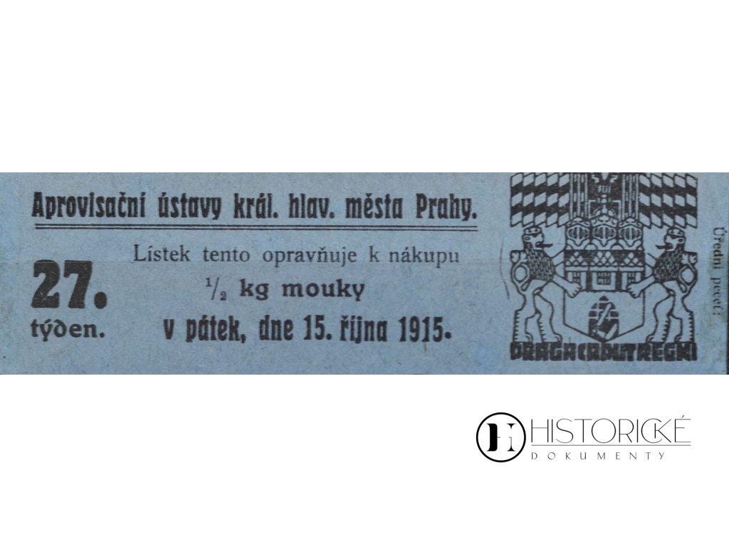 Lístek na nákup mouky, Praha, 27. týden, 1915