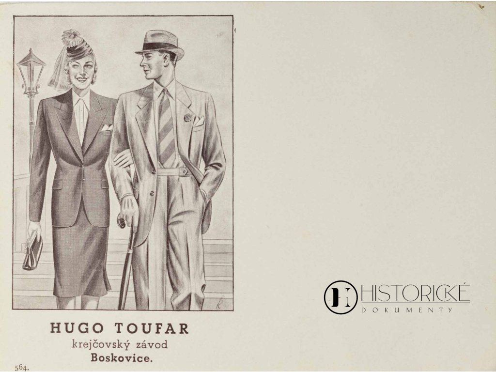 Reklamní lístek, Hugo Toufar, krejčovský závod (1)