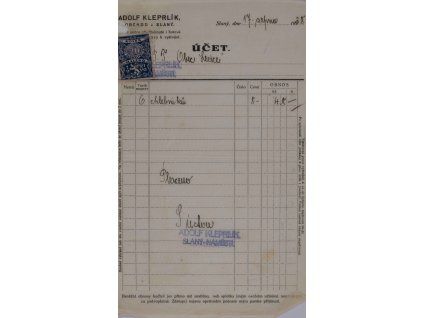 Účet A. Kleprlík, 1938