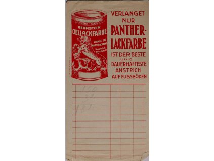 Reklamní účtenka firemní, Panther Lackfarbe