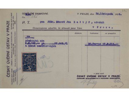 Účetní dokumenty, 1926