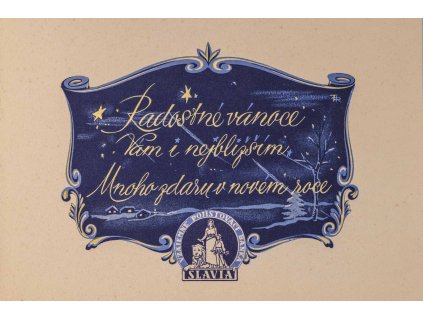 Novoroční přání, Pojišťovna Slavia, jemnice, 1928 (2)