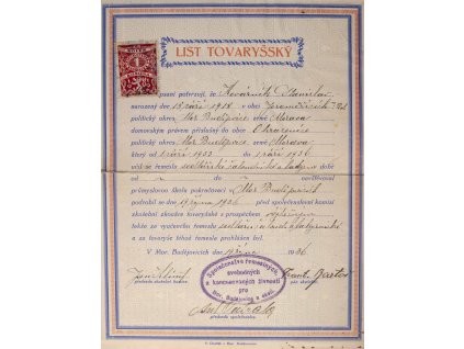 Tovaryšský list, sedlářství čalounictví, 1936 (2)