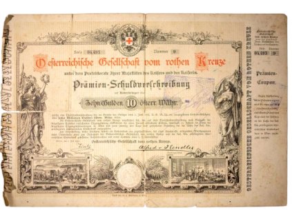 Dluhopis 10 Gulden Rakouský červený kříž Wien 1882 1 re (1)