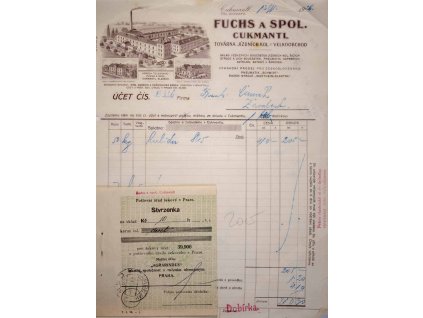 Faktura účet, Továrna jízdních kol, Fuchs, 1926 II