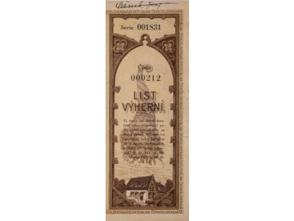 Výherní list (212), Československo, 1921