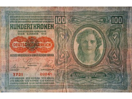 Bankovka Hundert Kronen, 100 korun, 3721, Rakousko Uhersko, 1912 (1)