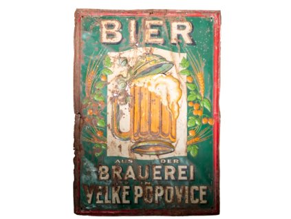 Reklamní cedule plechová Velké Popovice re