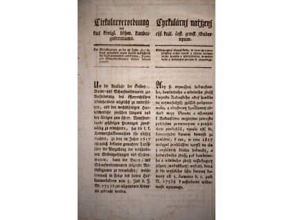Cyrkulární nařízení o nových tarifech, 1819 (1)
