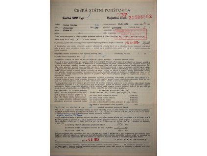 Pojistka, ČSP, sdružené pojištění pracujících, 1972 (1)