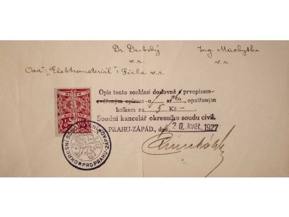 Úřední opis, Praha, 1927