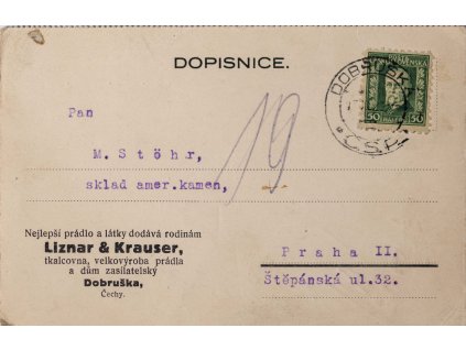 Celina dopisnice, Liznar a Krauser, Dobruška, 1926 4535