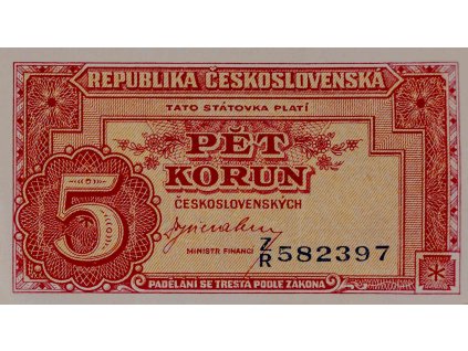 5 Korun, Československých, ZR, 1945