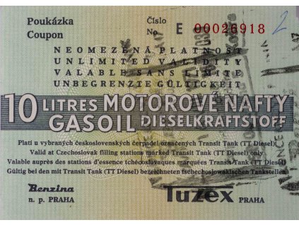 Poukázka na naftu, Tuzex, (E), 10 l