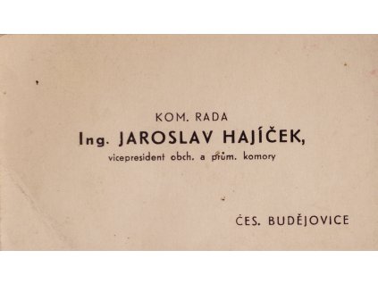 Vizitka, J. Hájíček, vicepresident obch. komory