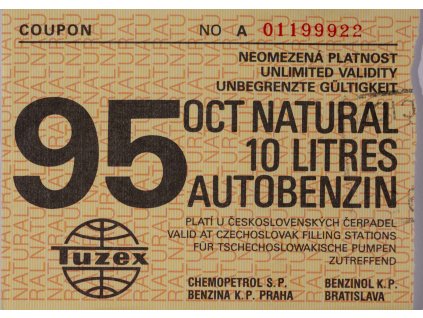 Poukázka na benzin, Tuzex, (A), 10 l