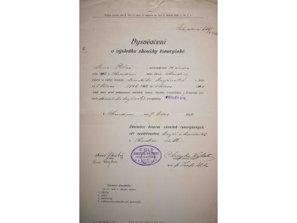 Vysvědčení, tovaryšské, 1917