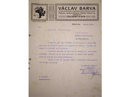 Obchodní korespondence, V. Barva, 1918