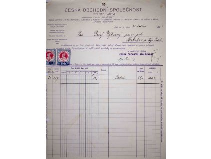 Faktura Česká obch. společnost, 1918