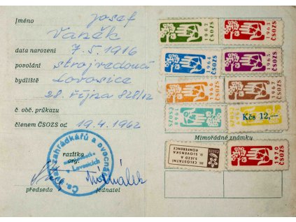 Členský průkaz, Ovocnářský svaz, 1962 5381