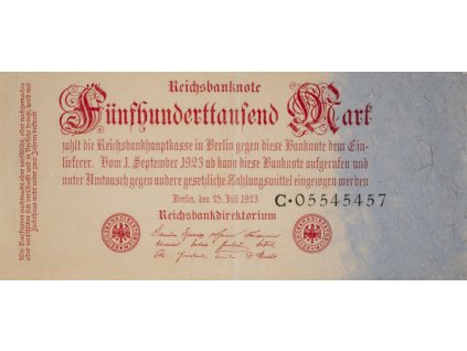 Bankovka 500 tis Mark, B, 1923