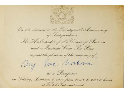 Diplomacie, The Ambasy of the Union of Barma, 1974