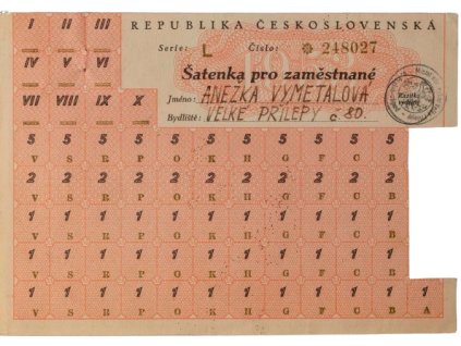 Šatenka pro zaměstnance Velké Přílepy 1948 1 rem