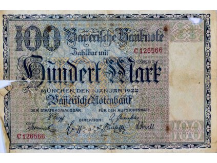 Bankovka, 100 Mark, Munchen, C 1 1922 6889