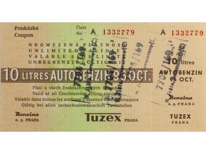 Poukázka na benzin, Tuzex, (A13), 10 l