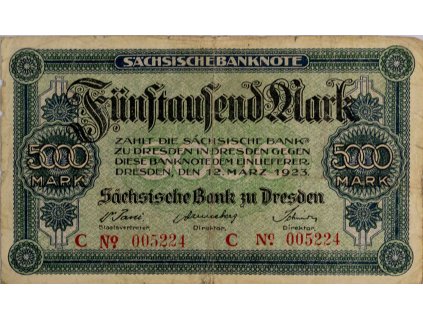 Bankovka 5 000 Mark, Sachsen, C, 1923 7363