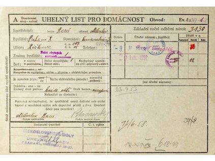 Uhelný list pro domácnost, 1948 1952 (1)