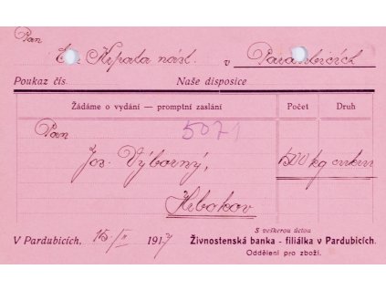 Celina dopisnice, Živnostenská banka, 1917 7535 1