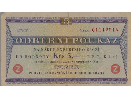 Tuzex, 5 Bonů, 1976 IV 7572