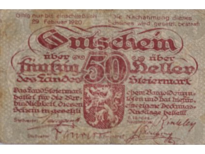 Nouzovka 50 h, Stadt Steiermark, 1920 7655