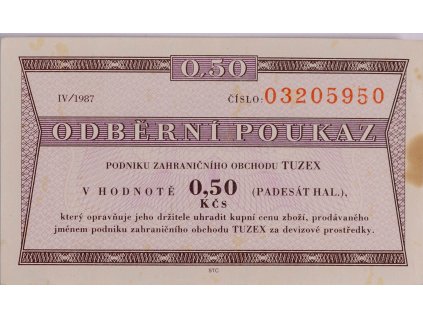 Tuzex, 0,5 Bon, IV 1987 (032) 7713