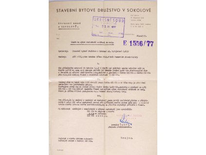 SBD Sokolov, návrh rozhodnutí, 1977