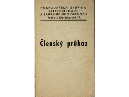 Členský průkaz, Hosp. skupina velkoobchodu 3441
